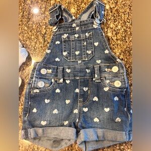 Wonder Nation Baby Girl Denin Overall Shorts, 12 mos
